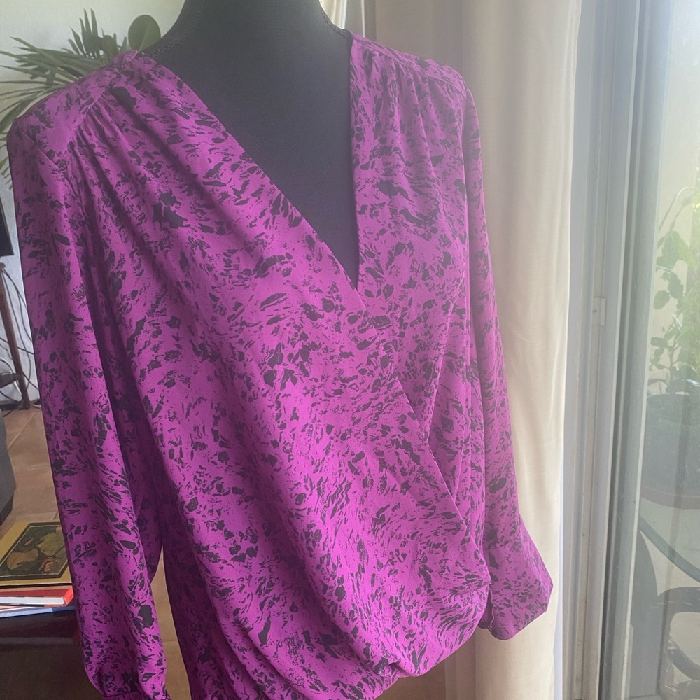 INC International Concepts Purple Patterned Blouse